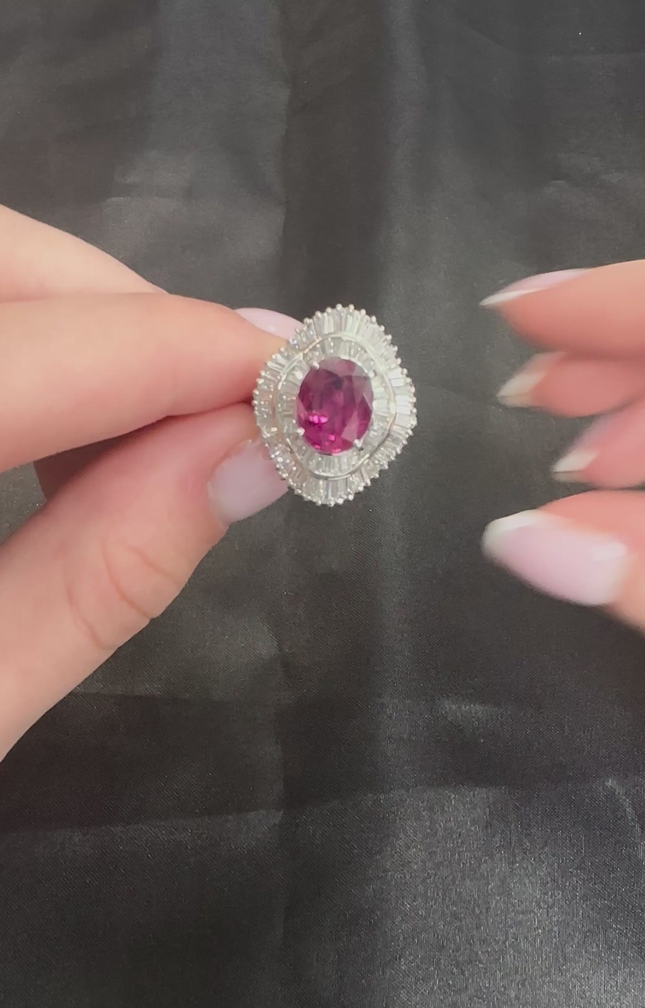 Fine 3.04ct GIA Certified Thai Heated Ruby & 1.64ct Diamond Platinum Ring Size 4