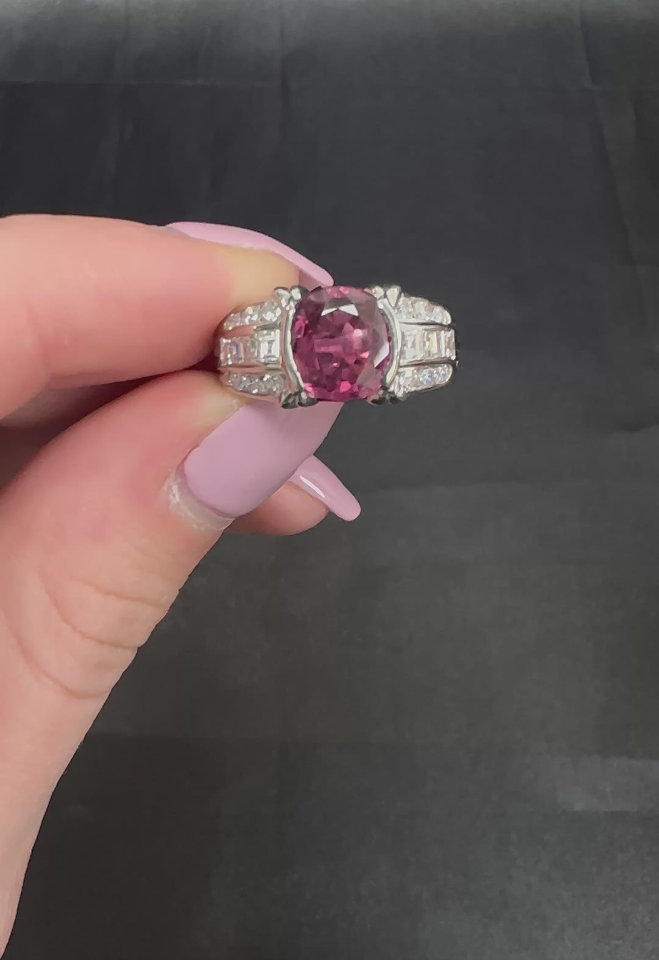 Rare 3.04ct GIA Certified Thai Ruby & 0.49ct Diamond Platinum Ring Size 6