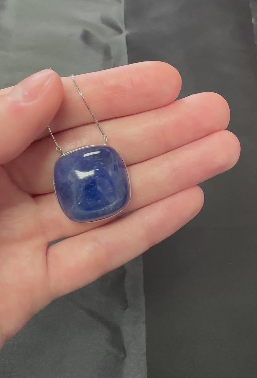 Estate 59.61ct Sugarloaf Cut Tanzanite Platinum & 18K White Gold Necklace, 14.4g