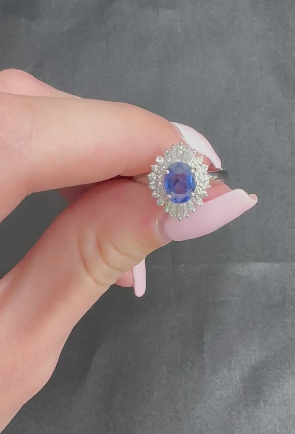 1.85ct GIA Ceylon No Heat Blue Sapphire & 0.60ct Diamond Platinum Ring Size 7