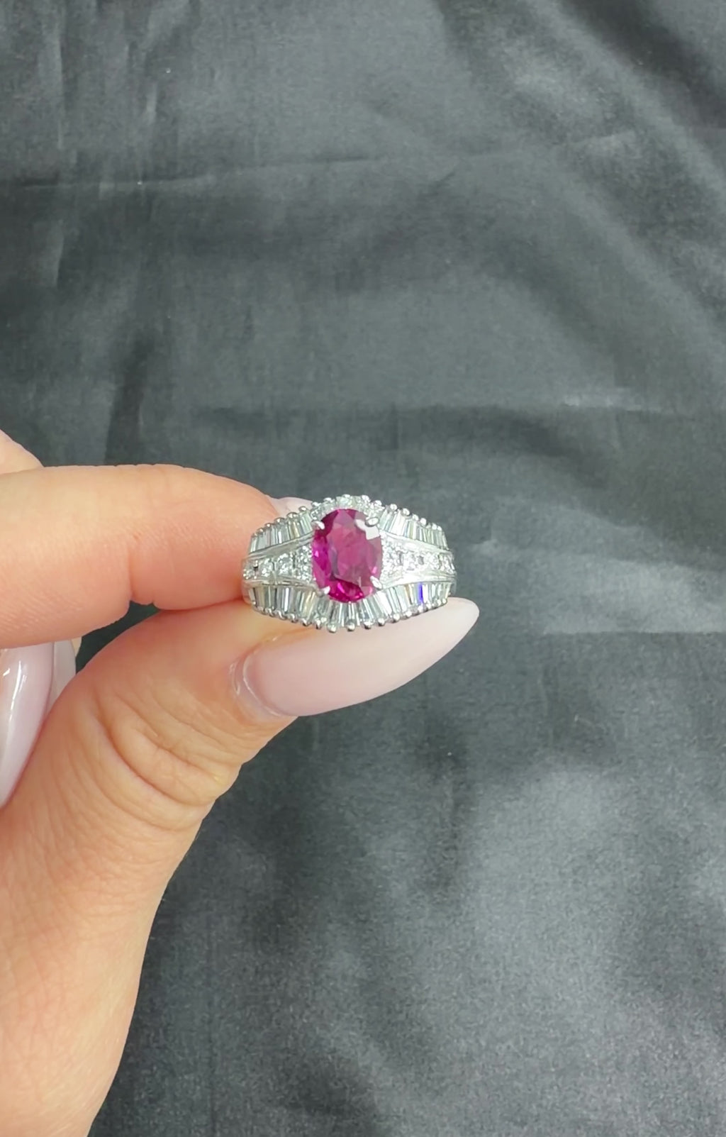 Fine 1.59ct GIA Intense Red Burma Ruby & 1.22ct Diamond Platinum Ring, Size 7.75